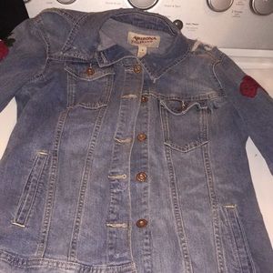 flower embroidered arizona jean jacket